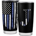 thumbnail image 1 of Fathers Day Personalized Gifts for Men, Monogrammed Gifts for Men, Initial Birthday Gifts, Gift Ideas for Dad, Grandpa, Uncle, Brother, American Flag Tumbler - 20oz - J, 1 of 6