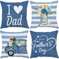 thumbnail image 1 of Fathers Day Pillow Covers 18x18 Set of 4 Velvet Blue Dad Throw Pillow Covers Floral Truck Cushion Covers Pillow Case Gift for Father Dad Birthday Home Outdoor Sofa Decoration (18), 1 of 5