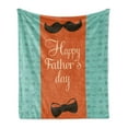 thumbnail image 1 of Fathers Day Soft Flannel Fleece Throw Blanket, Retro Composition with Mustache and Bowtie Happy Celebration, Cozy Plush for Indoor and Outdoor Use, 50" x 60", Dark Orange Seafoam, by Ambesonne, 1 of 5