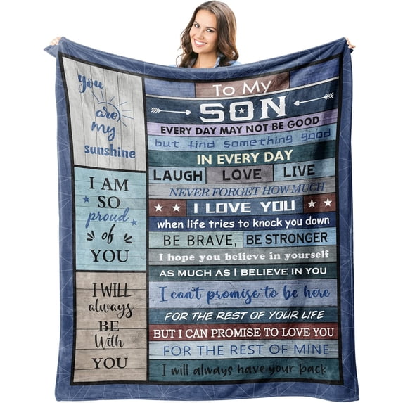 Fathers Day Son Gifts Blankets, Gifts for Son, Son Gifts from Mom/Dad, Son Birthday Gifts Throw Blanket 60" X 50", Adult Son Gift Ideas, Graduation Gifts for Grown Son, to My Son Gifts