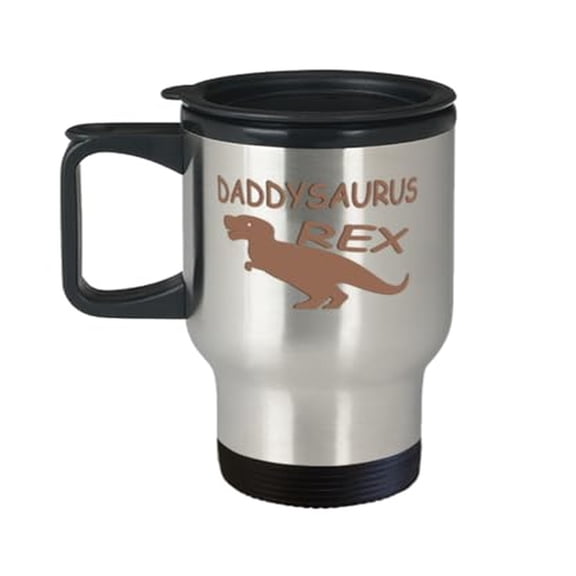 Fathers Day Travel Mug, Daddysaurus Rex, T-Rex Gift, Birthday 14oz Portable Cup