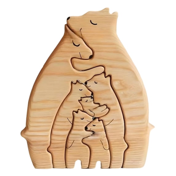 Fathers Day Wood Gift, Laser Engraved Bear, Wooden Family Gift, Hugging Bear Decor, Family Puzzle Wood, Birthday Wood Decor, Wood Bear Puzzle, Home Decor Wood Sign