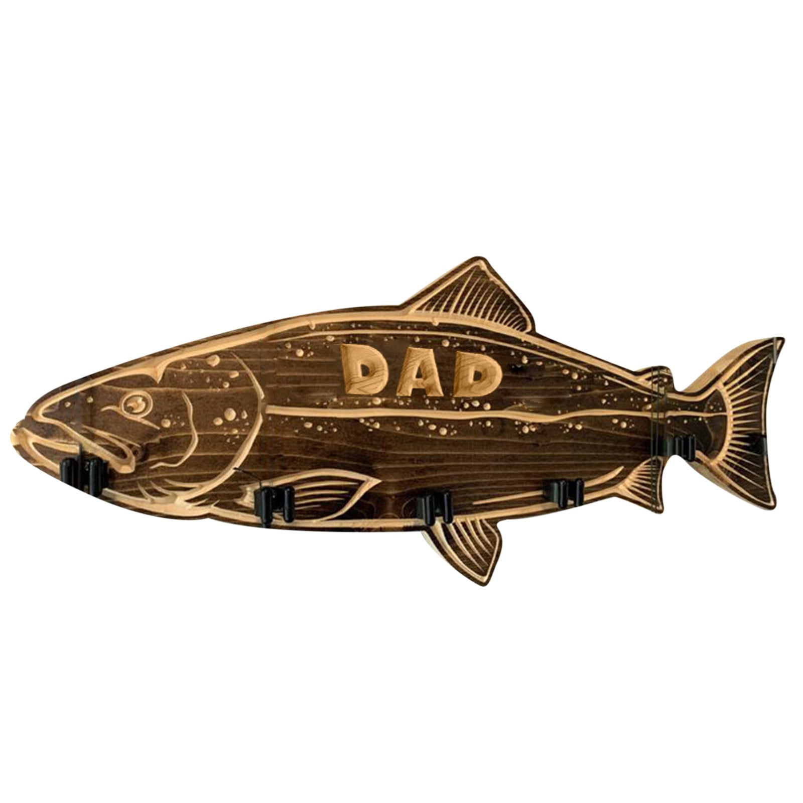 Fathers Day Wood Large Mouth Bass Fishing Rod Holder