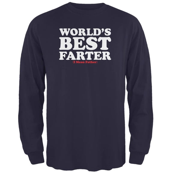 Fathers Day - World's Best Farter Navy Adult Long Sleeve T-Shirt - Large