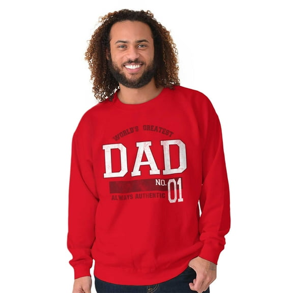 Fathers Day World's Greatest Dad No 1 Men's Big & Tall Crewneck Sweatshirt Brisco Brands 3X