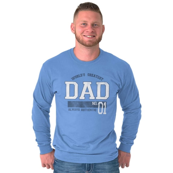 Fathers Day World's Greatest Dad No 1 Men's Long Sleeve Tee T Shirt Brisco Brands 3X