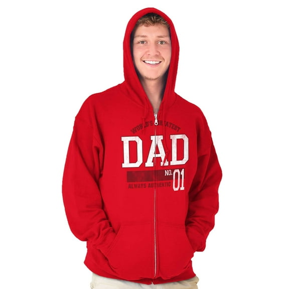 Fathers Day World's Greatest Dad No 1 Zip Hoodie Sweatshirt Men Brisco Brands L