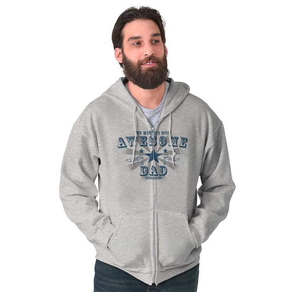 Fathers Day World's Most Awesome Dad Men's Big & Tall Graphic Zip Up Hoodie Brisco Brands 4X