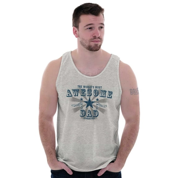 Fathers Day World's Most Awesome Dad Tank Top Sleeveless Tee Men Brisco Brands S
