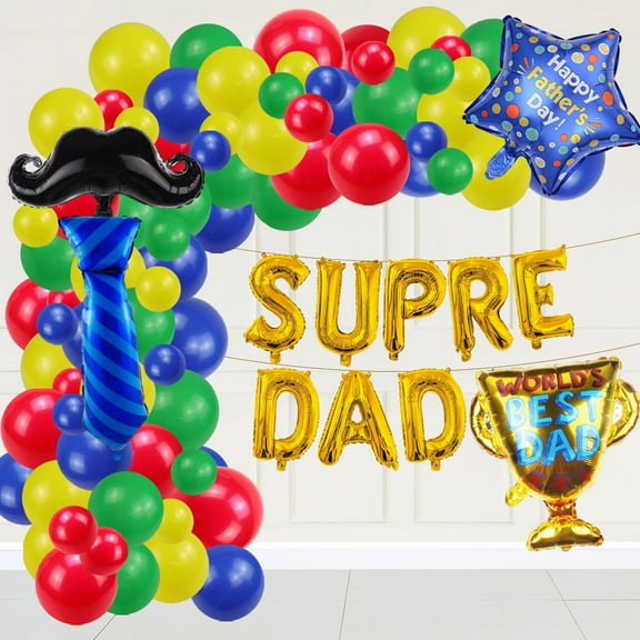 Fathers day Balloon Arch Garland Kit Best Dad Ever Foil Balloon Super Dad Foil Balloons for Happy Father's Day Party Supplies Daddy Husband Birthday Party Decorations