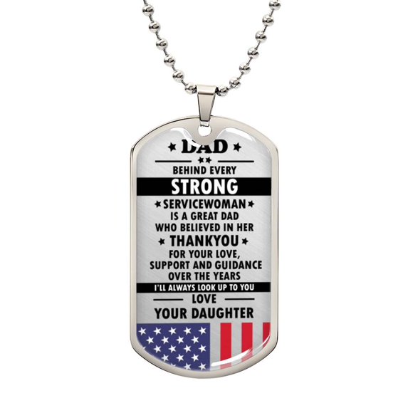 Fathers day gifts, to dad, from serviceman daughter, fathers day gift from daughter, personalized fathers day gift - Graphic Military Dog Tag Necklace (Optional Personalized Engraving)