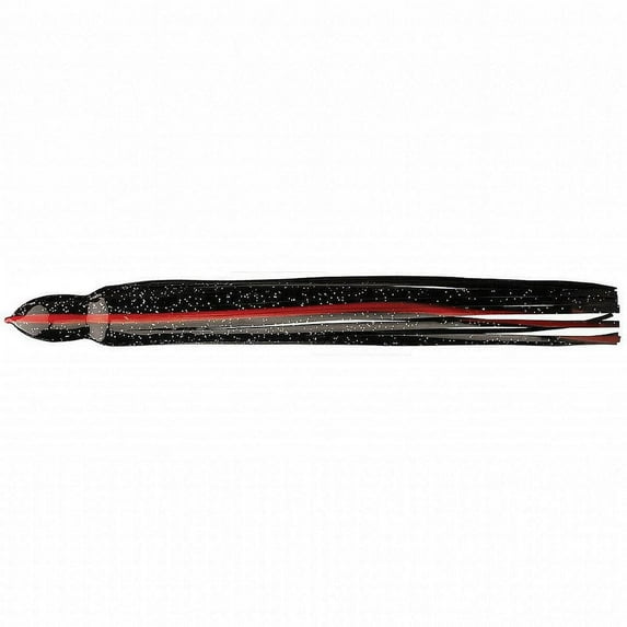 Fathom Octopus Trolling Skirt Black with Holo Flake,Red Vein, 1 1,4" x 12" Lures