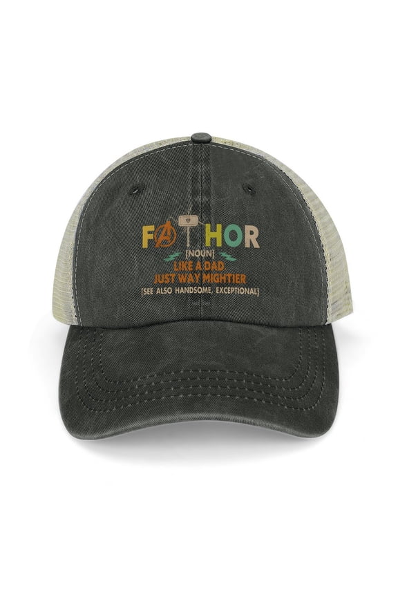 Fathor Black Hat Adjustable Funny Fashion Unisex Baseball Cap for Men Women