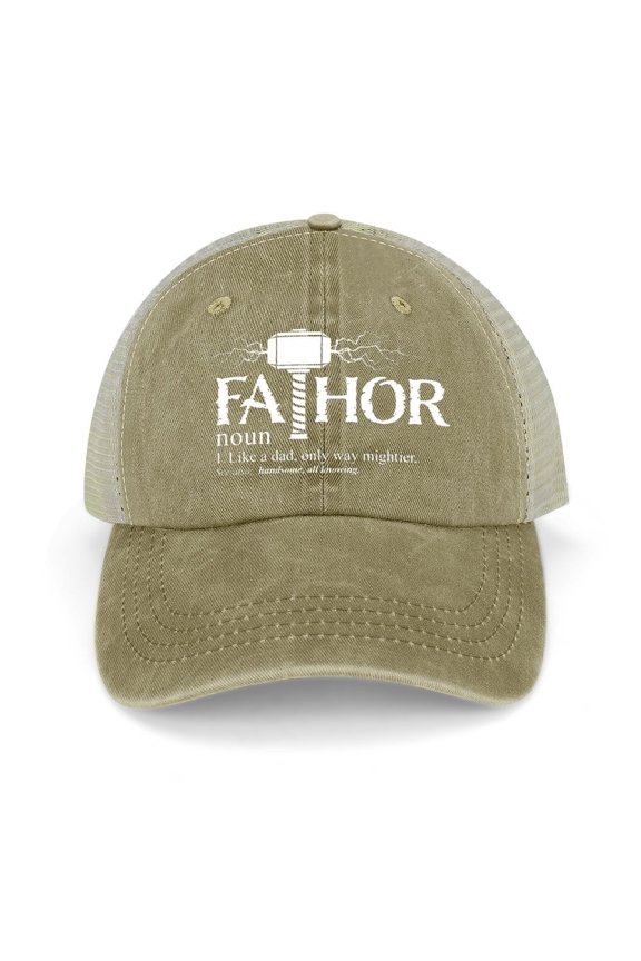 Fathor Khaki Hat Adjustable Funny Fashion Unisex Baseball Cap for Men Women