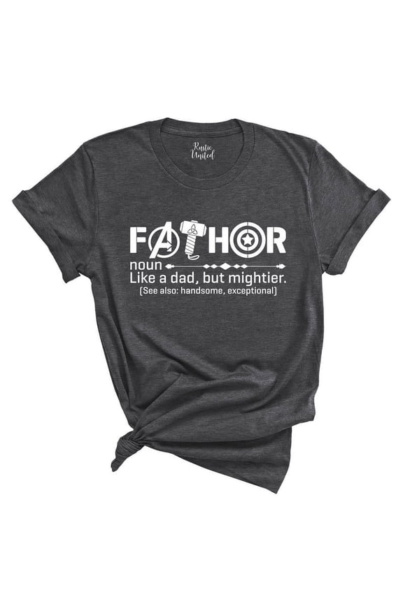 Fathor T-Shirt – Funny Superhero Dad Shirt – Gift from Daughter or Son(DARK GREY HEATHER,3XLarge)