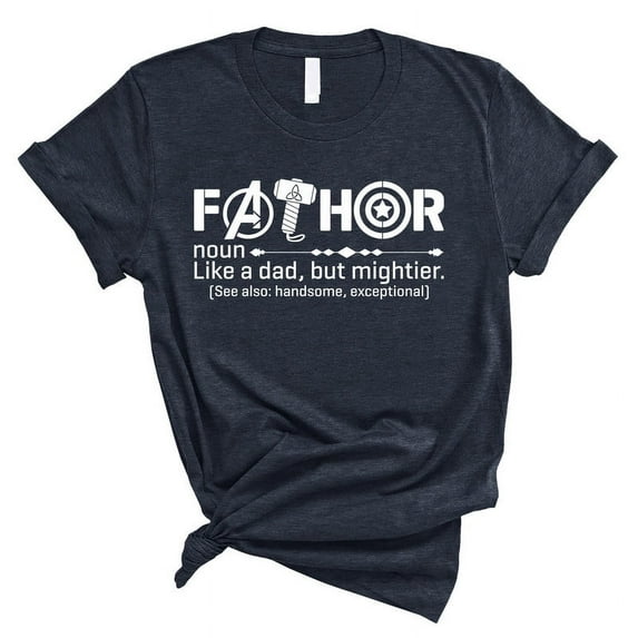 Fathor T-Shirt – Funny Superhero Dad Shirt – Gift from Daughter or Son(HEATHER MIDNIGHT NAVY,Medium)