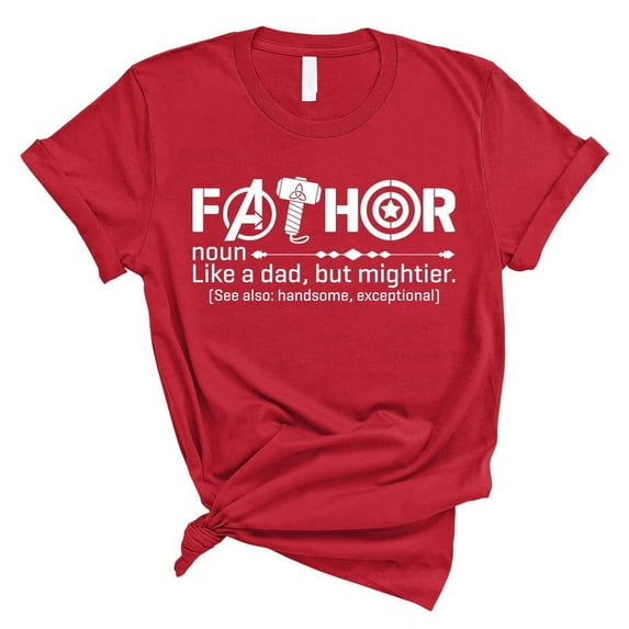 Fathor T-Shirt – Funny Superhero Dad Shirt – Gift from Daughter or Son(RED,Large)