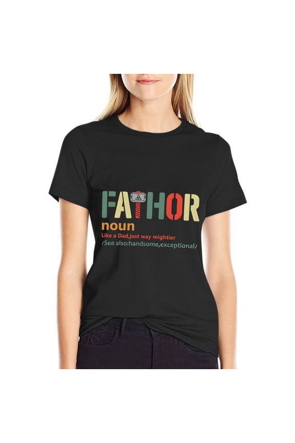 Fathor Women’s Short Sleeve Cotton T-Shirt HD Graphic Printed Tee Casual Crew Neck Top 2XL
