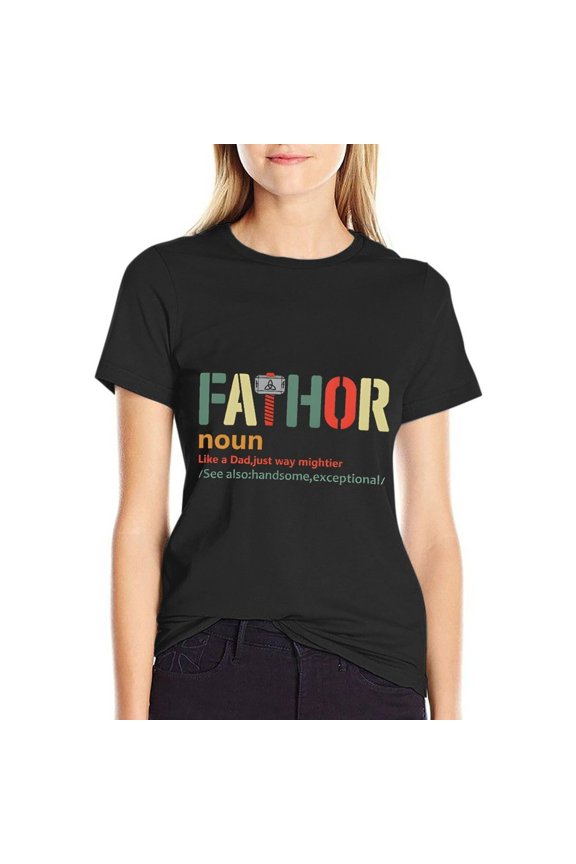 Fathor Women’s Short Sleeve Cotton T-Shirt HD Graphic Printed Tee Casual Crew Neck Top S