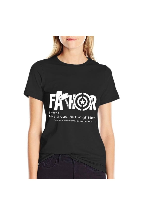 Fathor Women’s Short Sleeve Cotton T-Shirt HD Graphic Printed Tee Casual Crew Neck Top XL