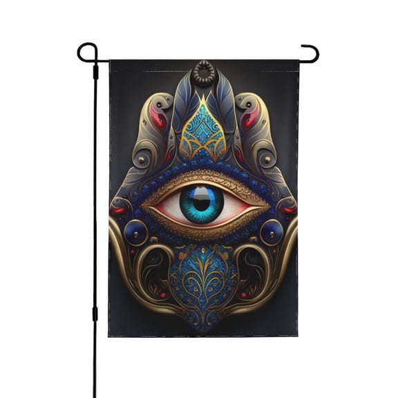 Fatima Hamsa Hand Evil Eye Ornaments Double Sided Garden Flag 12.5x18 Outdoor Decorative Yard Banner for Patio Lawn Garden