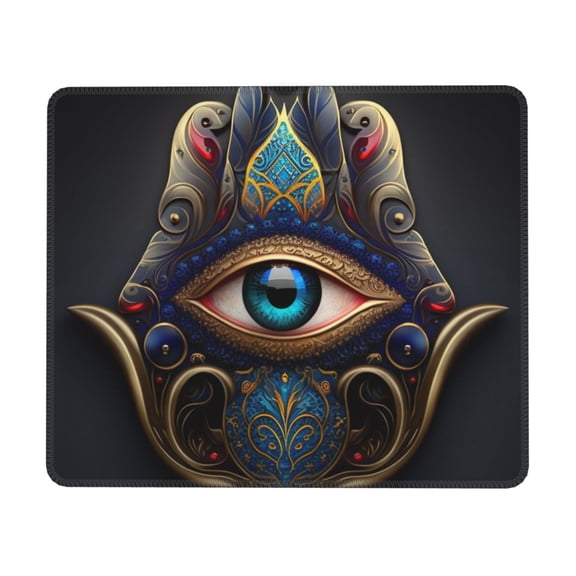 Fatima Hamsa Hand Evil Eye Ornaments Mouse Pad Non-Slip Rubber Gaming Mousepad Rectangle for Computers Laptop 7.9 x 9.5 in