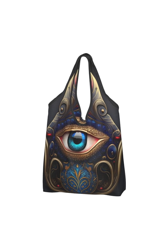 Fatima Hamsa Hand Evil Eye Ornaments Reusable Grocery Bags Shopping Totes Foldable Washable Pouch Handbag Storage Bag