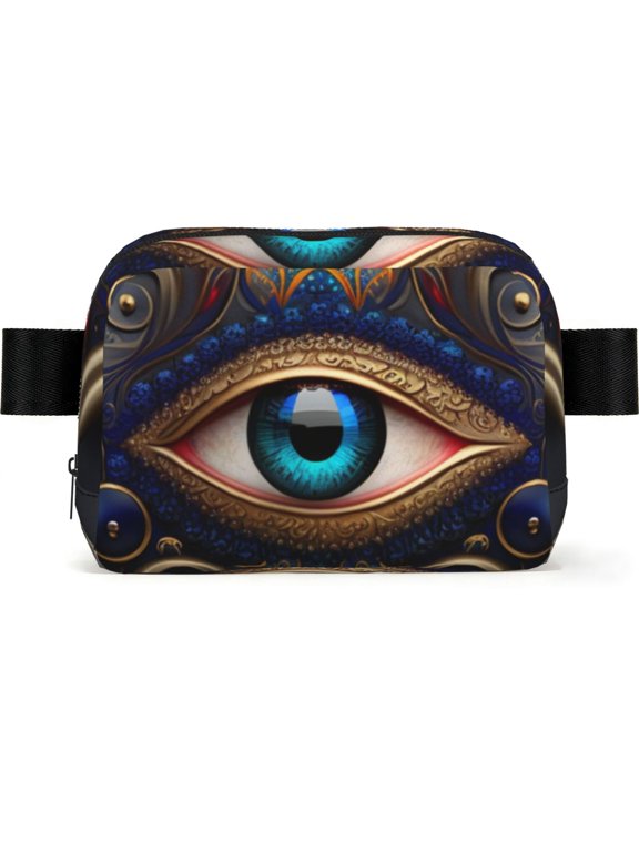 Fatima Hamsa Hand Evil Eye Ornaments Square Fanny Pack Fashion Belt Bag with Adjustable Strap Crossbody Chest Bag for Travel, Running, Gym