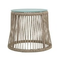 thumbnail image 1 of Fatima Outdoor Steel and Rope Side Table with Tempered Glass Table Top, Brown, 1 of 3
