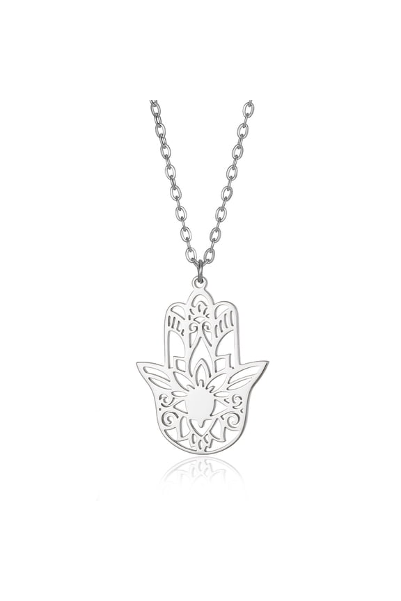 Fatima Pendant Necklace, stainless steel collar necklace for women, fashion punk Turkish Luck jewelry