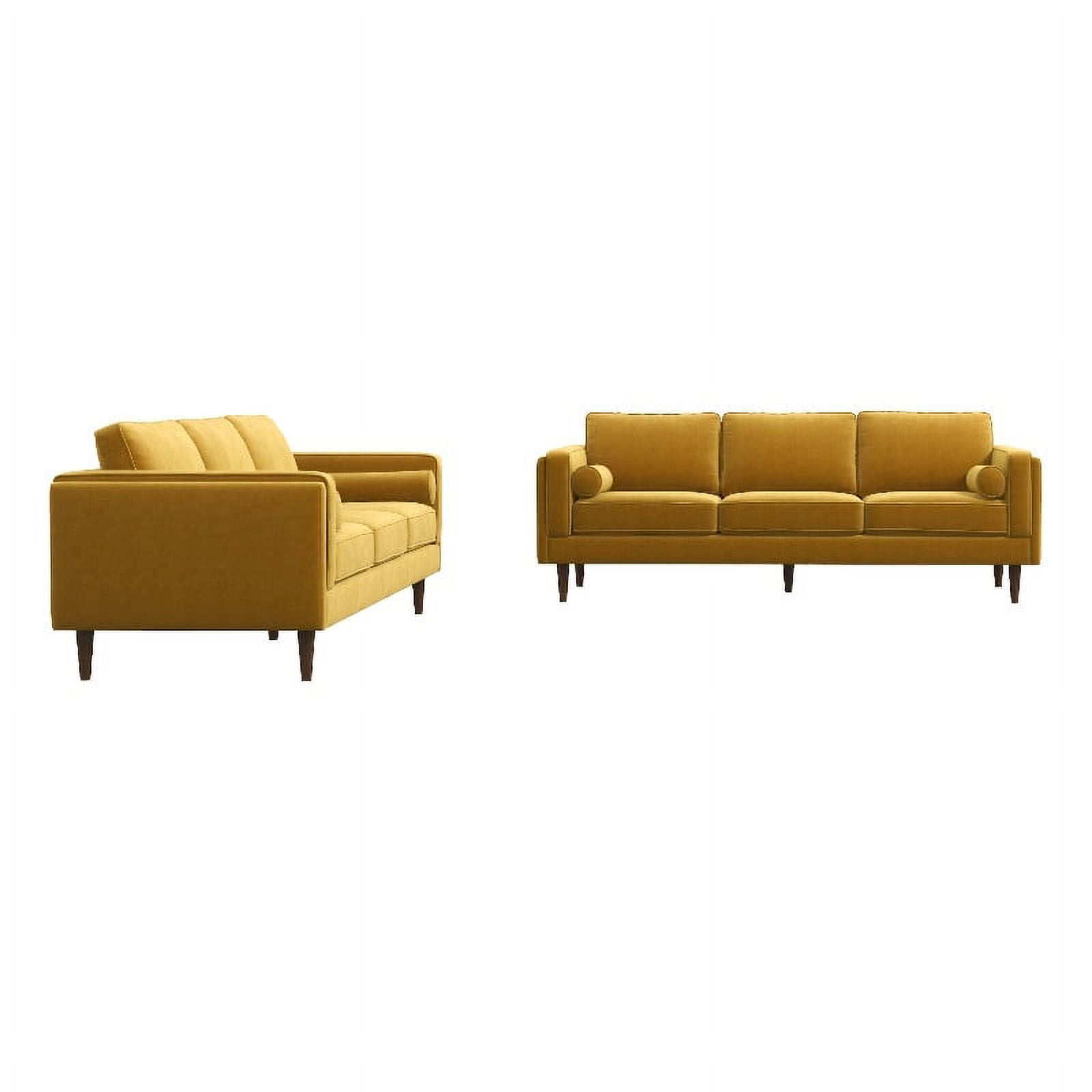 Fatin Mid Century Modern Living Room Velvet Sofa Set in Gold