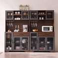 thumbnail image 1 of 71" Kitchen Hutch Storage Cabinet Set of 2 with Wine Rack & Charging Station, Pantry Cabinet, Coffee Bar Cabinet & Liquor Cabinet with Storage, LED Lights for Kitchen, Dining Room, Home Bar,(Brown), 1 of 7