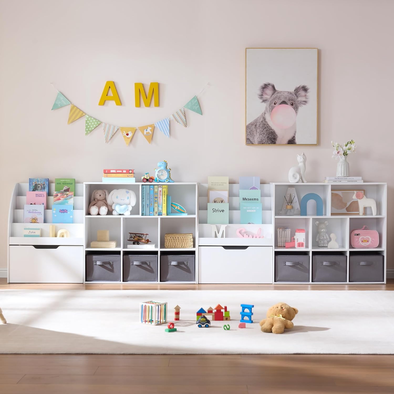 Fatmok Bookshelf and Toy Storage, 2 Pack 58.5’’ Toy Organizer with ...