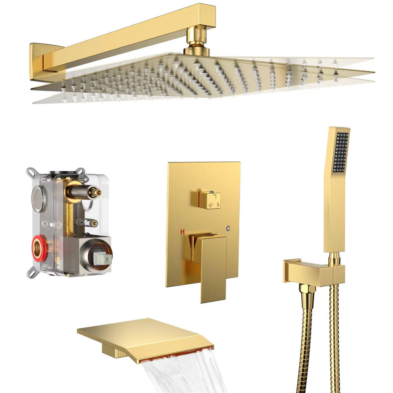 Fatspas Decken-Duschsystem 30,5 Cm – Komplettset Mit Regenduschkopf, Handbrause & Wannenauslauf In Mattschwarz