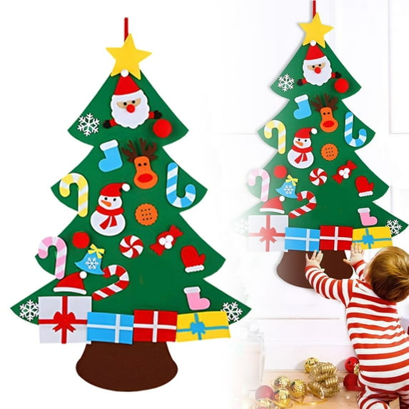 Fattazi DIY Felt Christmas Tree for Toddlers Kids Gift, 3FT Wall Hanging Xmas Tree with 26 Ornaments, Educational Holiday Toy for Boys Girls