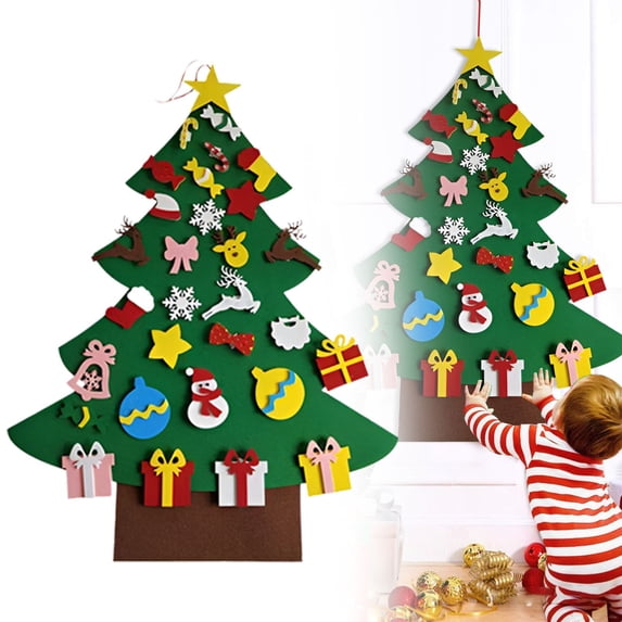 Fattazi DIY Felt Christmas Tree for Toddlers Kids Gift, 3FT Wall Hanging Xmas Tree with 26 Ornaments, Educational Holiday Toy for Boys Girls