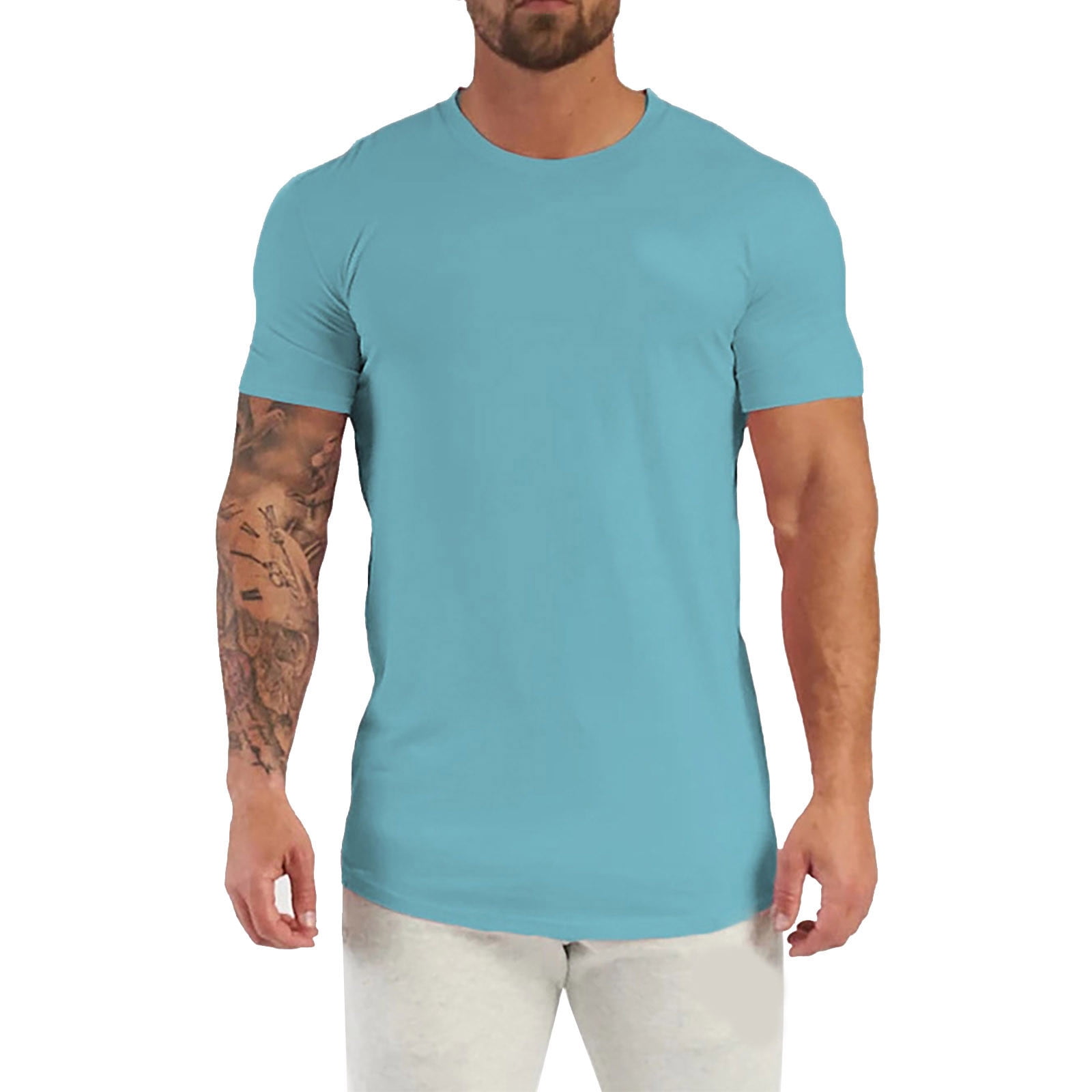Fattazi Mens Tshirts Men's Breathable Ice Silk T Shirt Top Short Sleeve ...