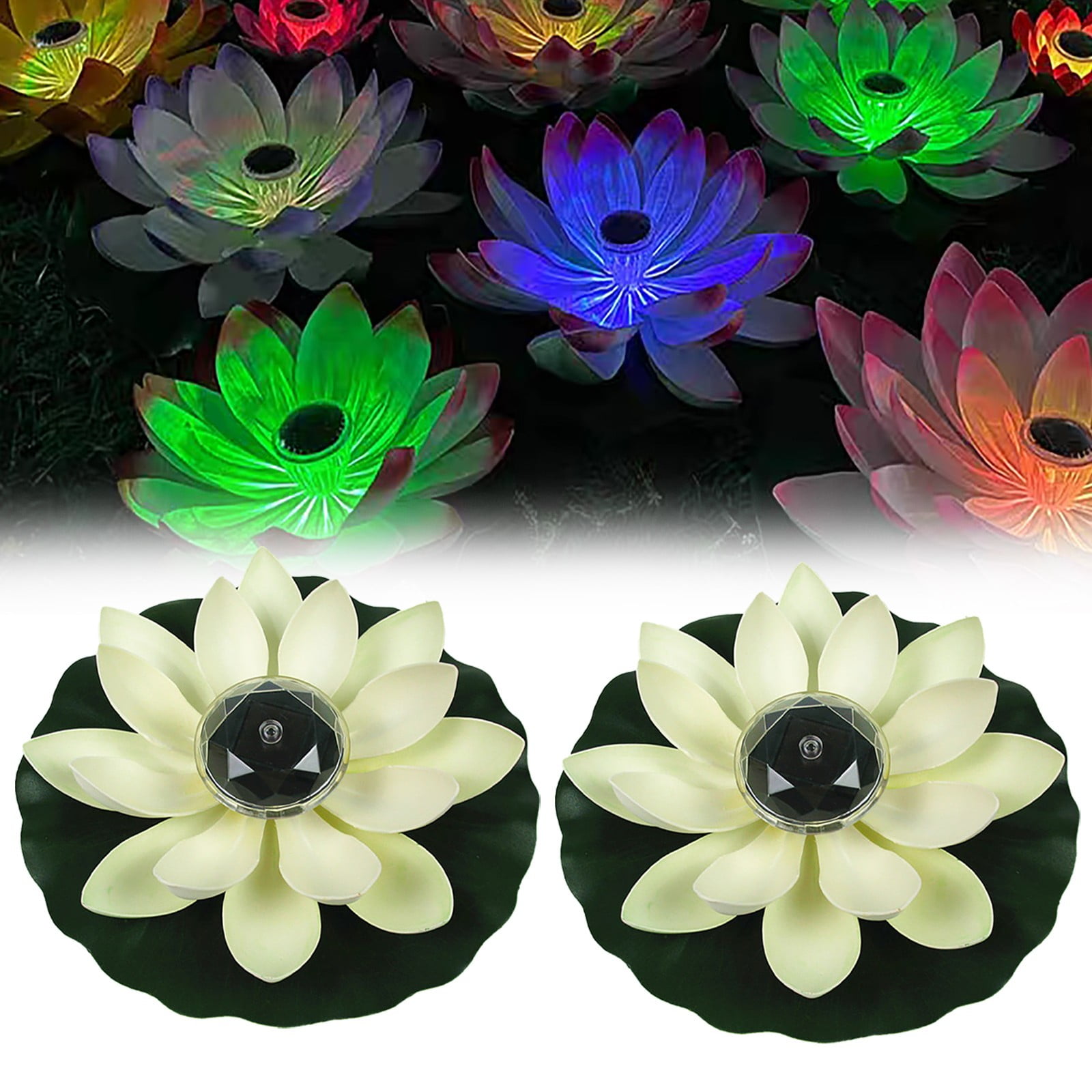 Fattazi Solar Powered LED Flower Light Floating Pond Garden Pool Lamp