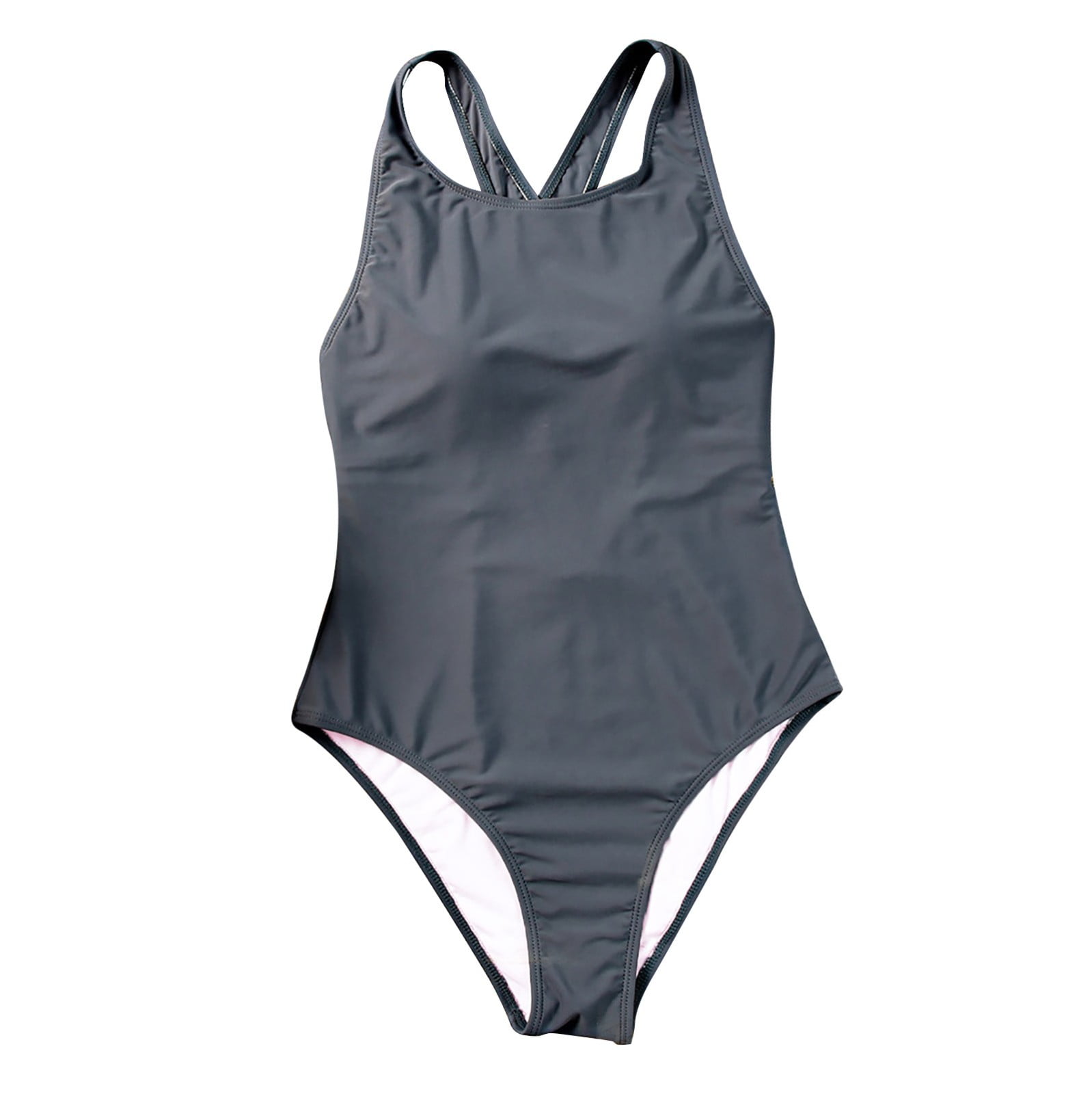 Fattazi Solid Color Sleeveless Swimsuit Simple Back Covering The Belly