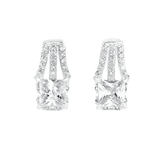 **Fattrack**CZ Sterling Silver Post Earrings