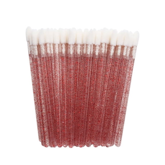 Fatty Farmer 200 Pcs Crystal Lip Brushes Make Up Lip Brushes Lipstick Lip Gloss Wands Eyeshadow Brushes Applicator Tool Makeup Beauty Tool Kits (red)