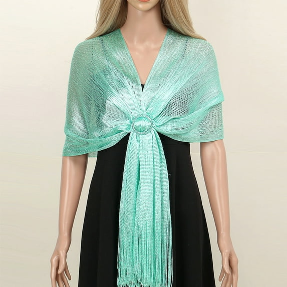 Fatty Farmer Shiny Buckled Wedding Dress Shawl Scarf - Green