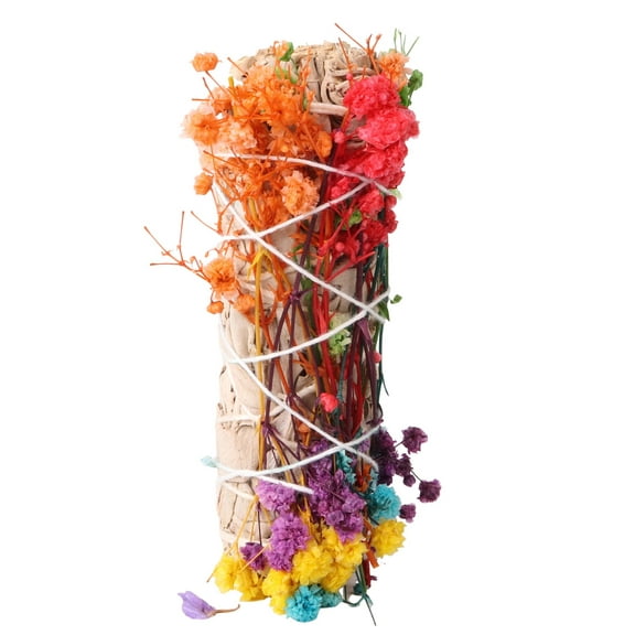 Fatty Farmer dried petal sage stick 4-inch, suitable for cleaning and stress relief - multi-color