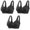 thumbnail image 1 of Fatuov Plus Size Bras for Women Front Closure Push-Up Bras Lace Embroidered Comfort Everyday Bras 36A, Black, 3-Pack, 1 of 2