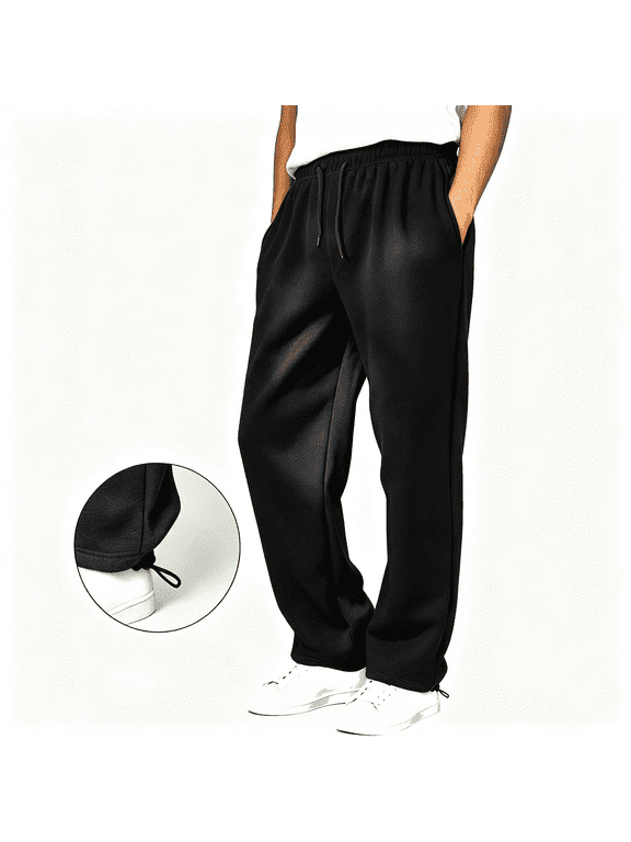 Boys Baggy Sweatpants with Pockets, Fleece Winter Warm Casual Pants Fall Fashion Drawstring, Elastic Waist Loose Joggers Pants Size 9-10 Years