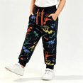 thumbnail image 1 of Fatuov Boys Cotton Joggers Sweatpants with Pockets, Elastic Waist Casual Pants Cute Dinosaur Painted Drawstring Elastic Bottom Loose Pant Fall Clothes Size 1-2 Years, 1 of 5