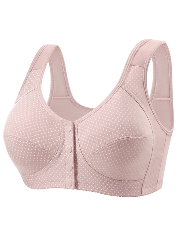 Bra for Women Front Closure Breathable Comfortable Wirefree Bra for Lounge Full Coverage Push Up Daily Wear Bra, All-Day Wear, Underwear 44B