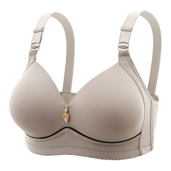 Fatuov Bras for Women Plus Size Wireless Push-Up Everyday Bralette Seamless Underwear for Shopping Solid Color Comfort Bras 42D, Gray