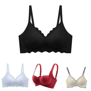 Fatuov Wireless Bras for Women Seamless T-Shirt Bralettes Push-Up Underwear for Daily Solid Color Soft Bras 38A, Black