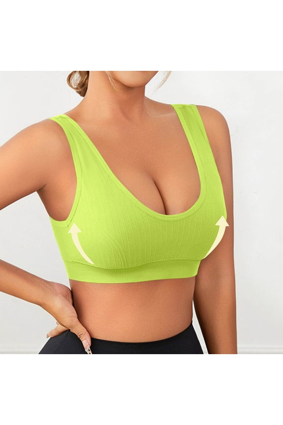 Breathable Bra for Women Full Coverage Seamless Wire Free Bralette Push Up Solid Color Comfort All Day Bra 30A, Green